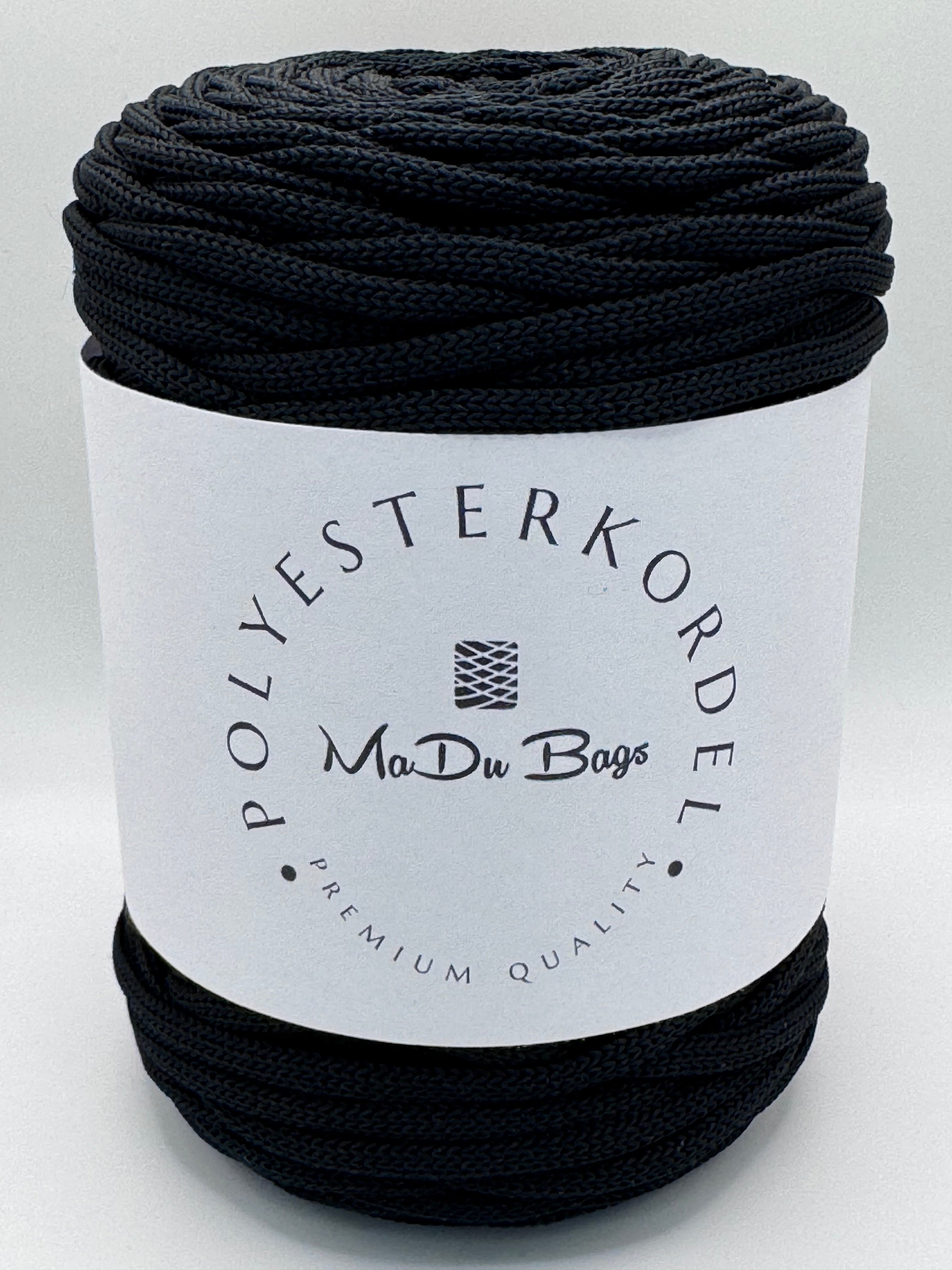 Polyesterkordel flach 5 mm · Schwarz · 100 m