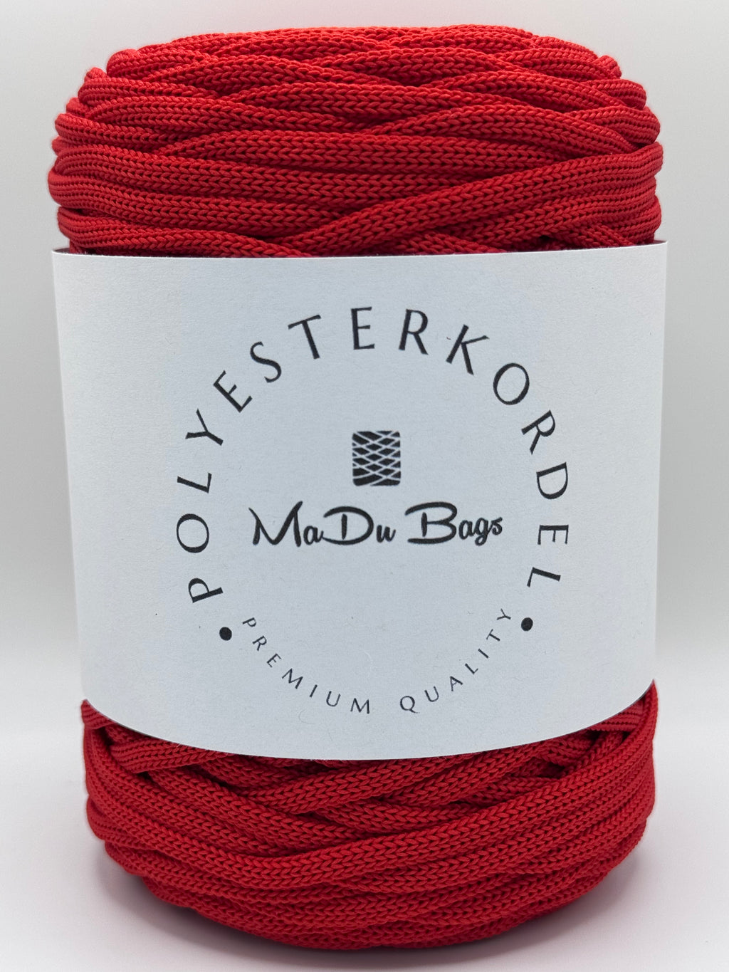 Polyesterkordel flach 5 mm · Rubinrot · 100 m