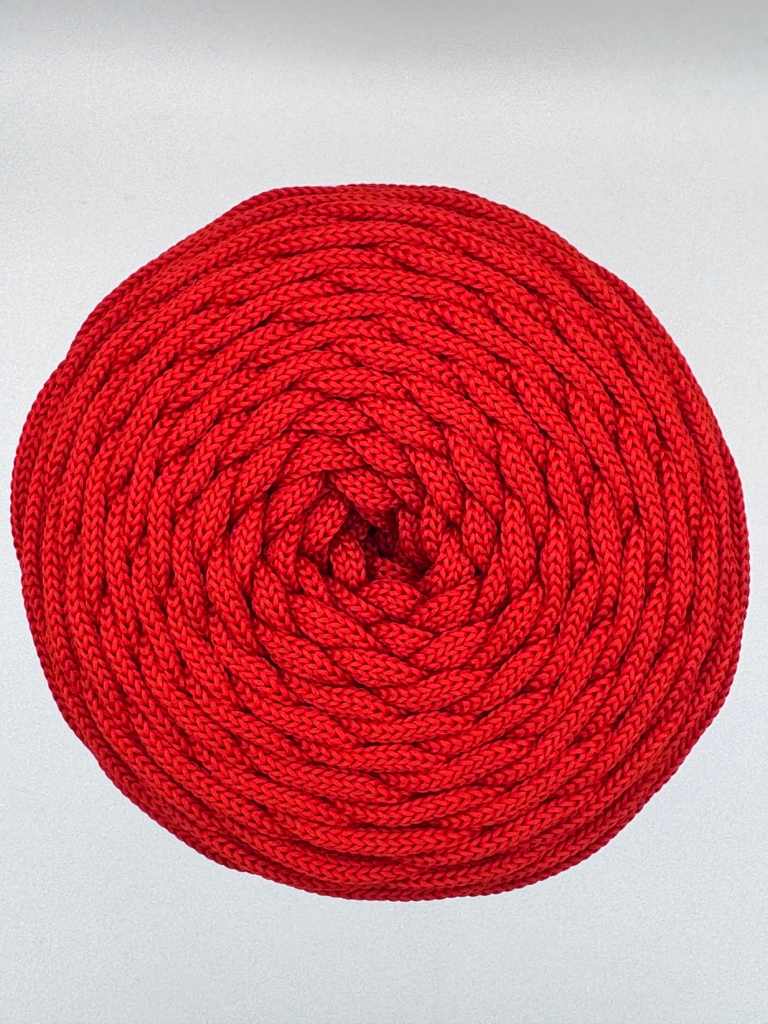 Polyesterkordel flach 5 mm · Rubinrot · 100 m