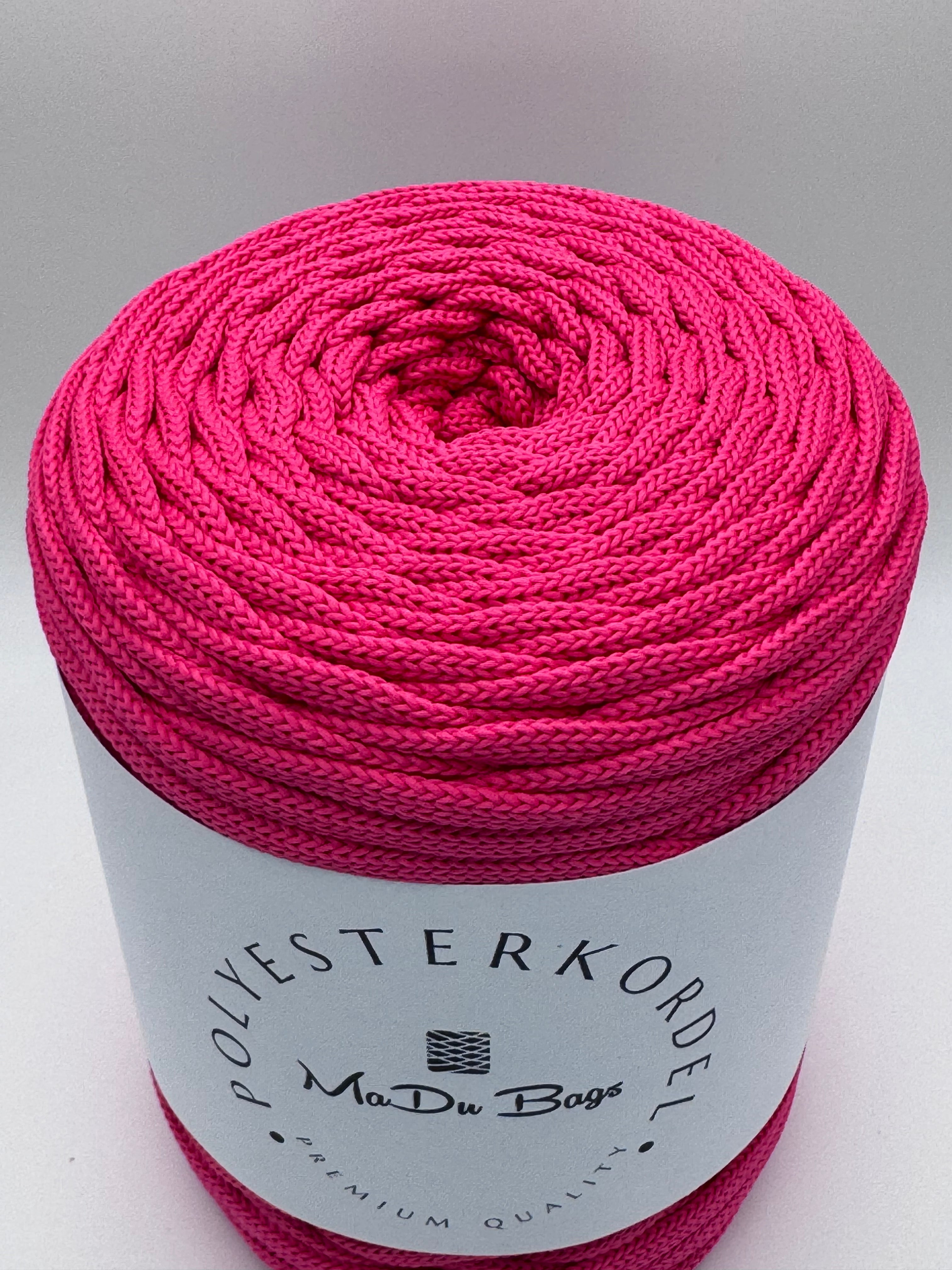 Polyesterkordel flach 5 mm · Fuchsia · 100 m