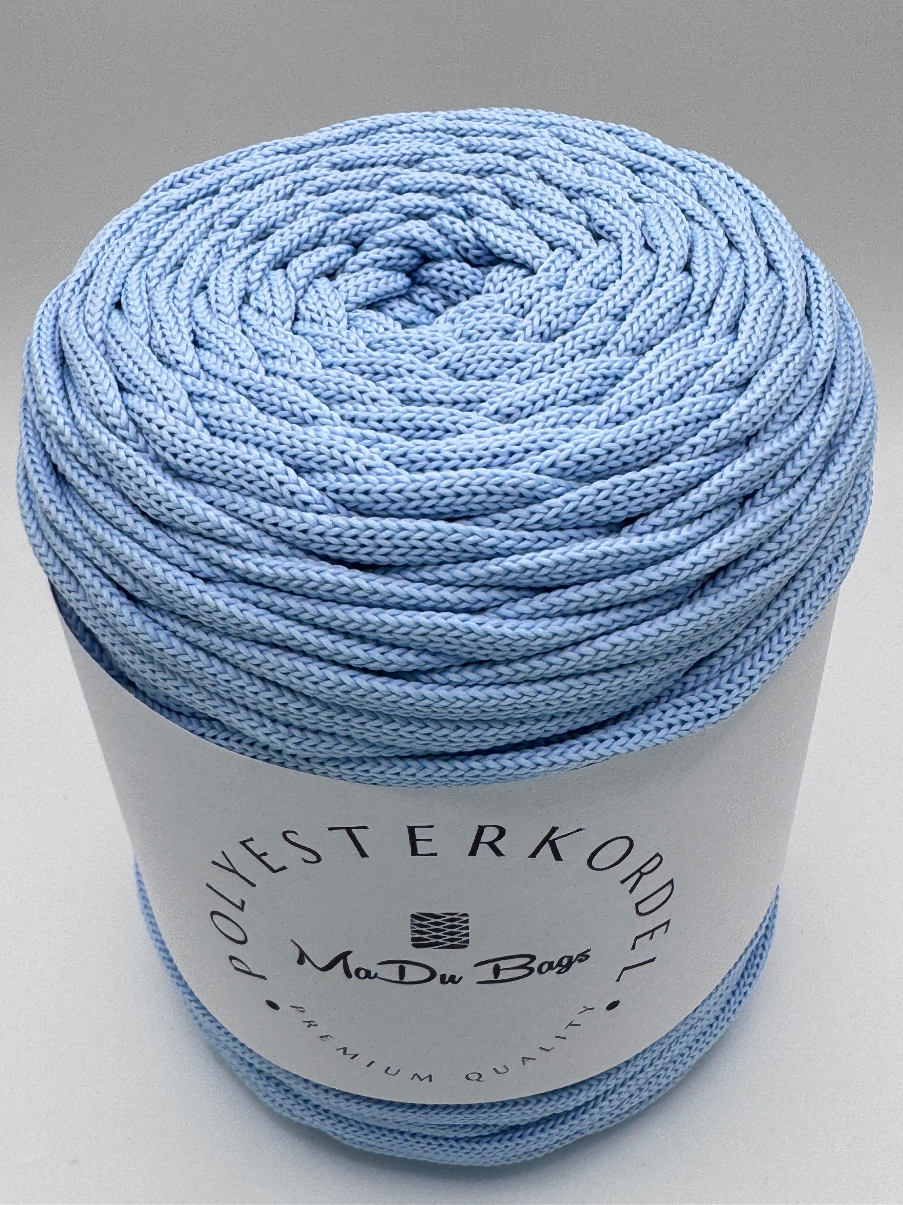 Polyesterkordel flach 5 mm · Himmelblau · 100 m