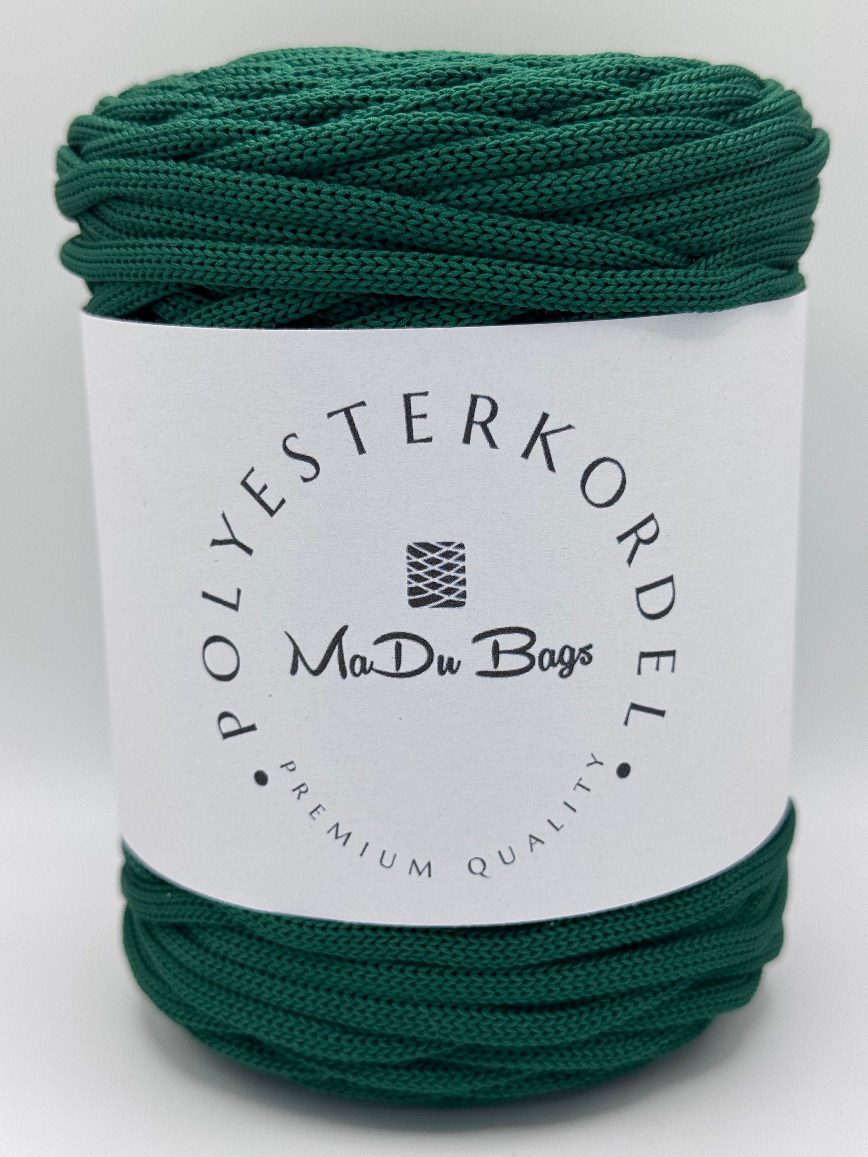Polyester cord flat 5 mm – Bottle Green – 100 m