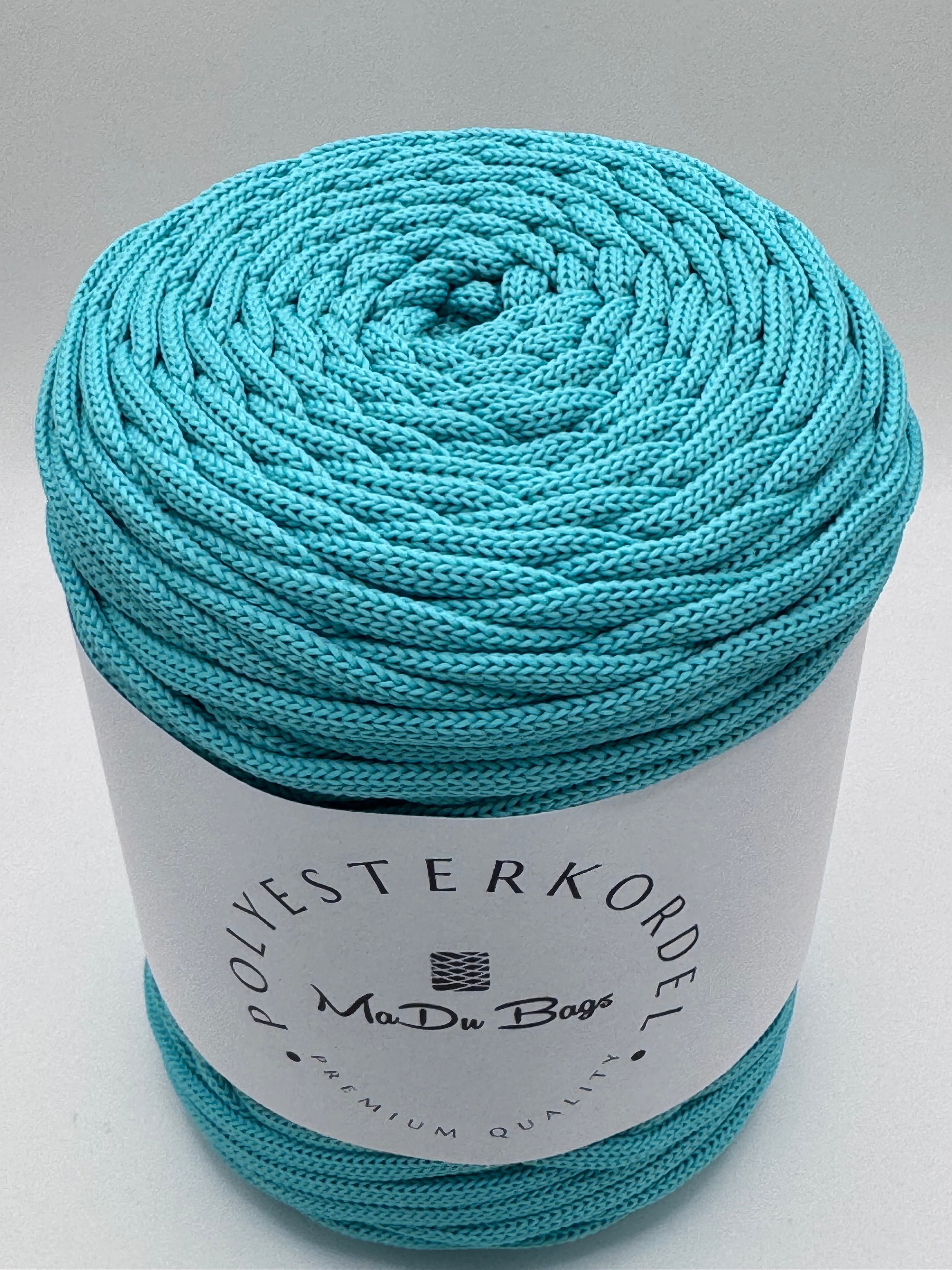 Flat Polyester Cord 5 mm – Turquoise – 100 m