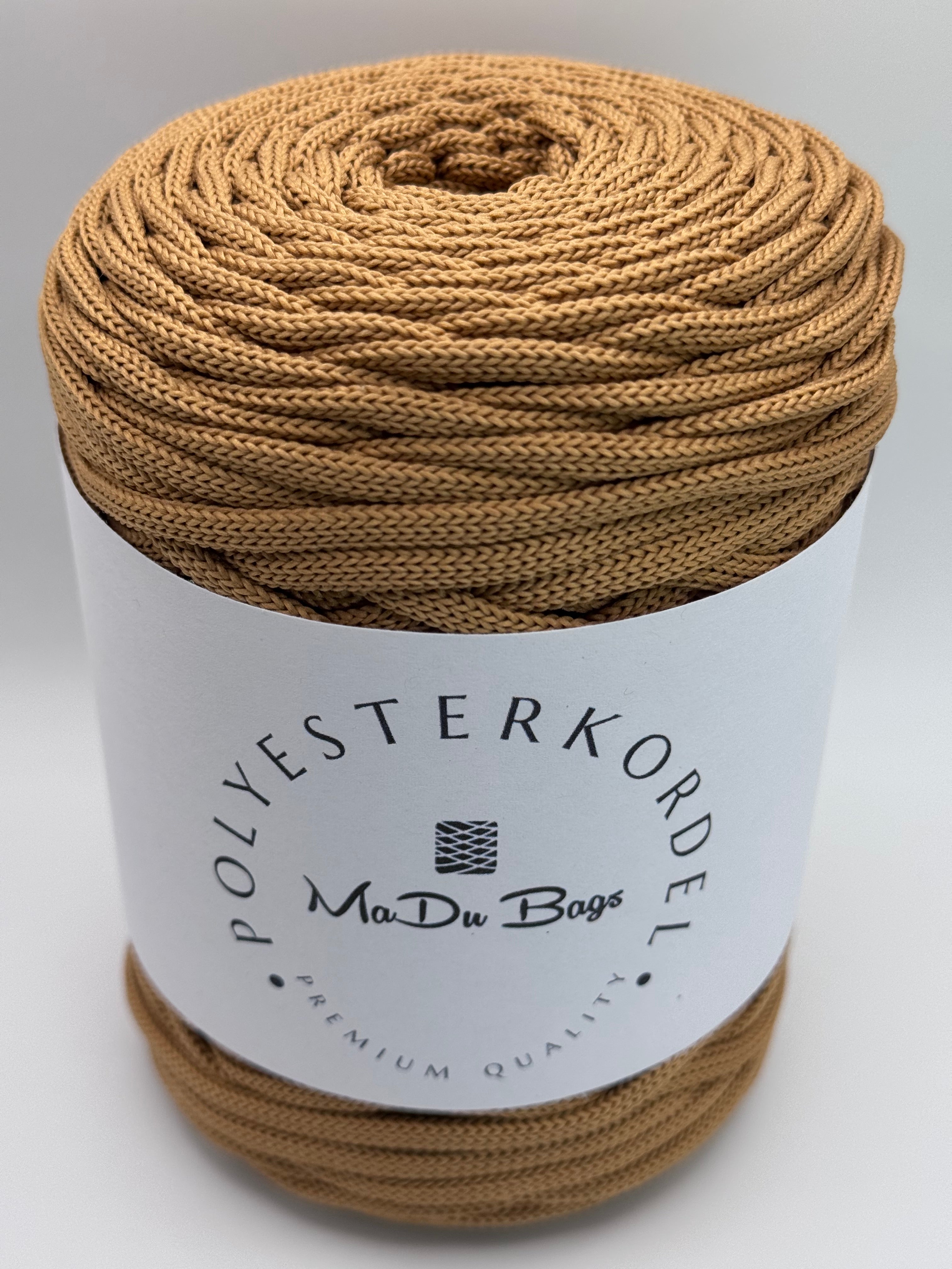 Polyesterkordel flach 5 mm · Toffee · 100 m