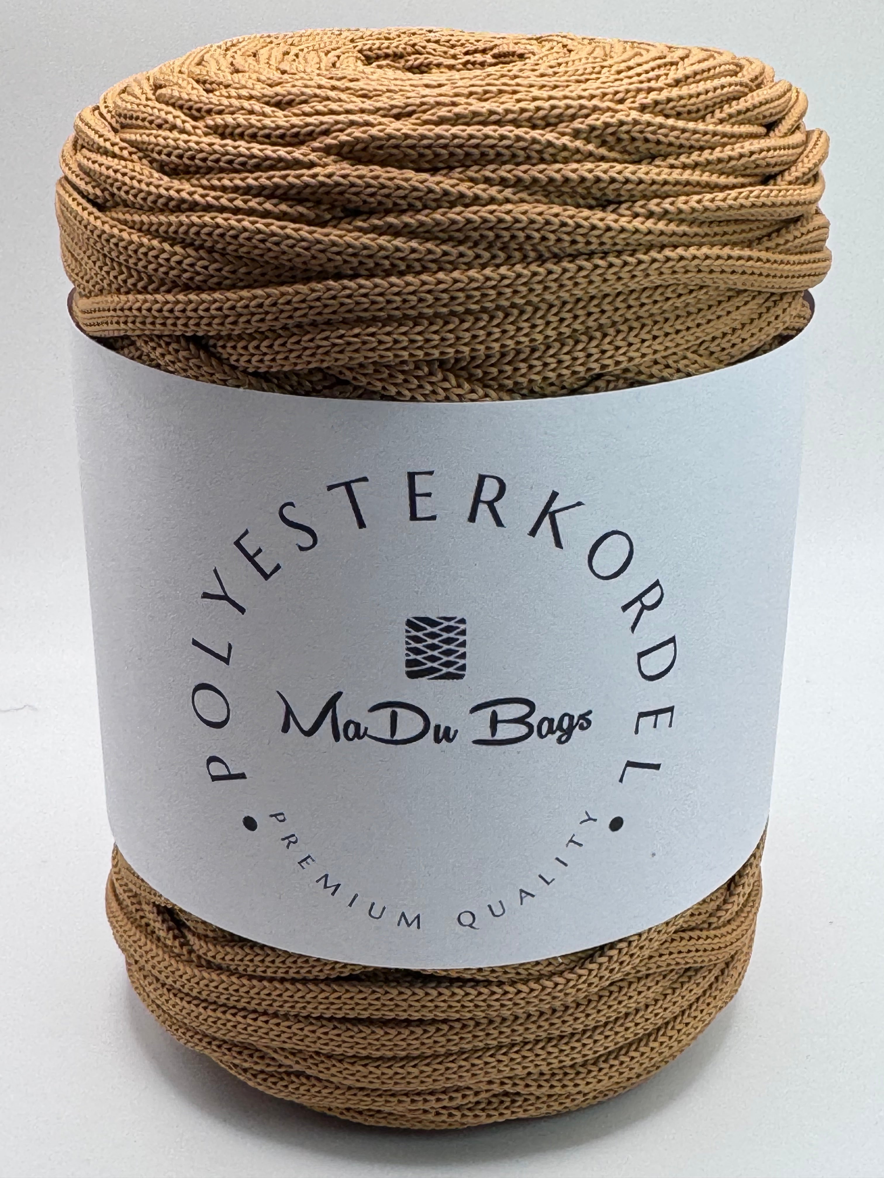 Polyesterkordel flach 5 mm · Toffee · 100 m