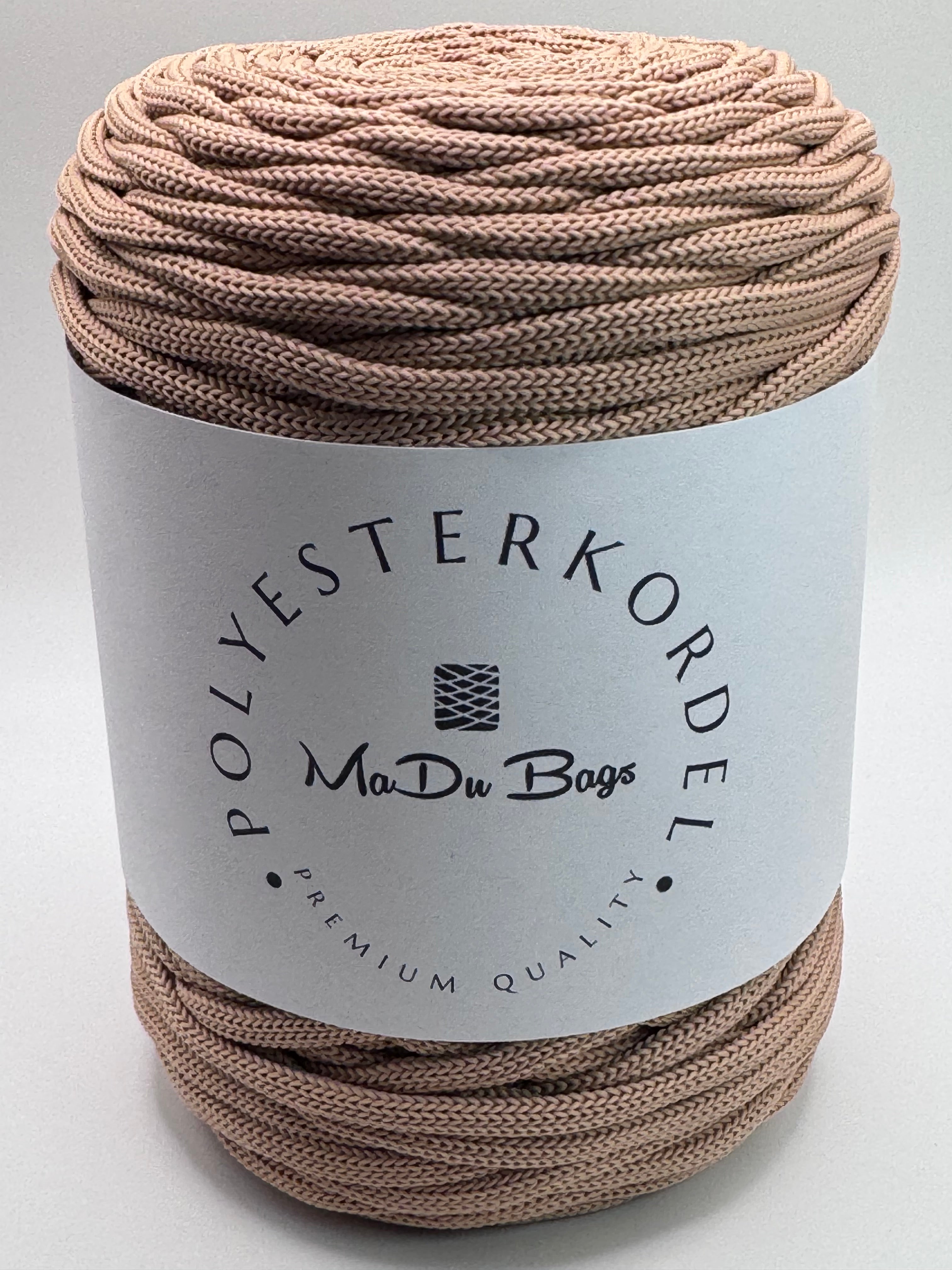 Polyesterkordel flach 5 mm · Keks · 100 m