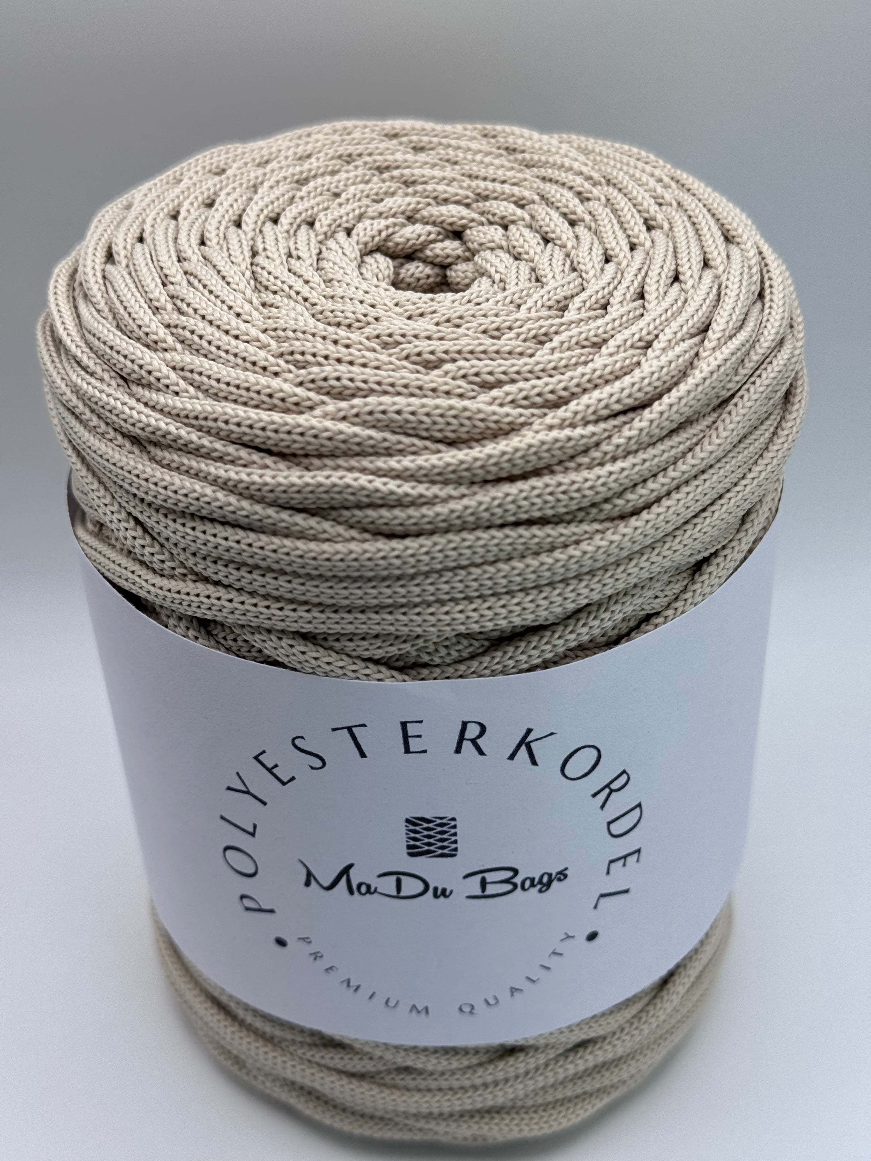 Polyesterkordel flach 5 mm · Elfenbein · 100 m