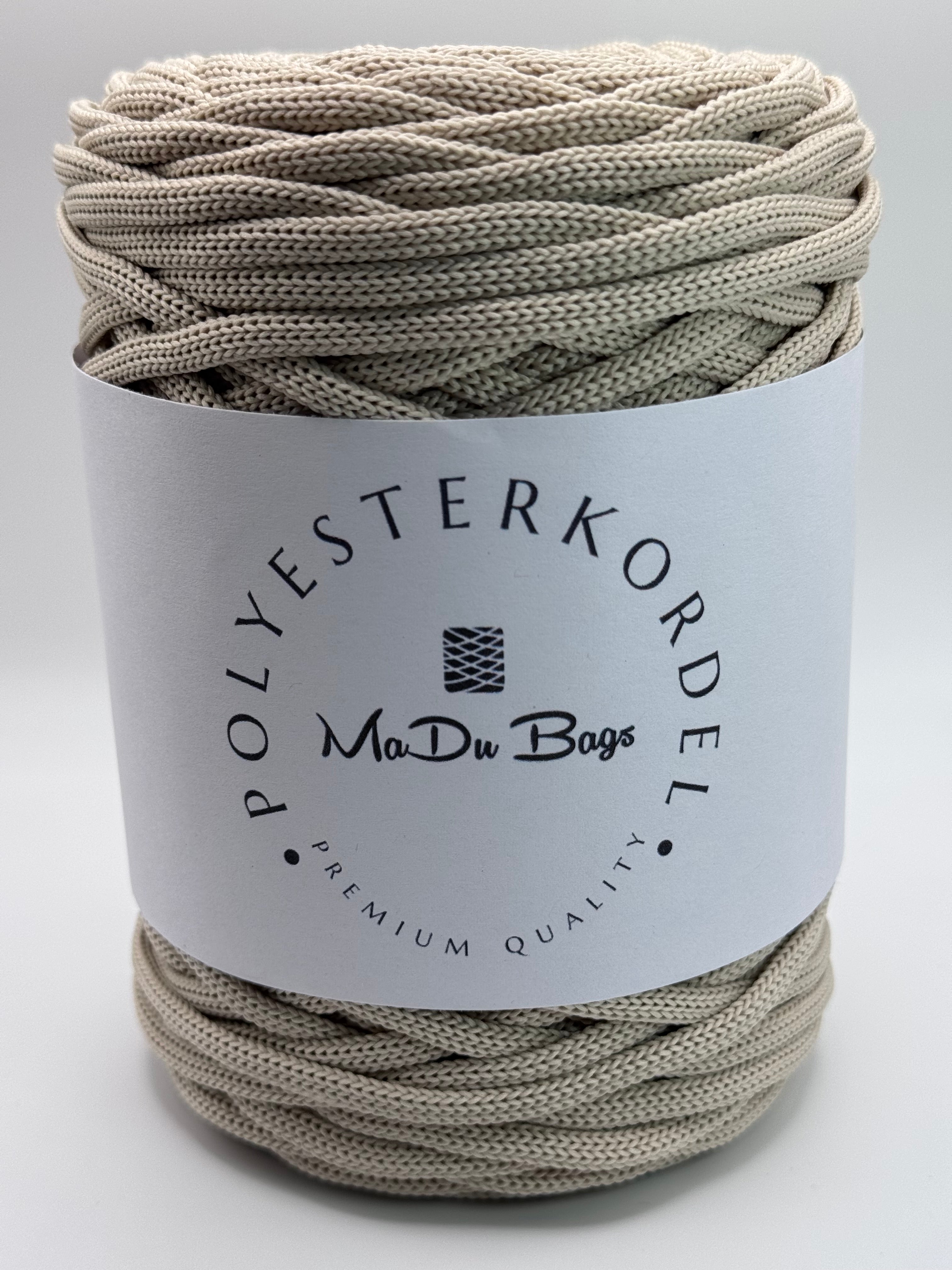 Polyesterkordel flach 5 mm · Elfenbein · 100 m