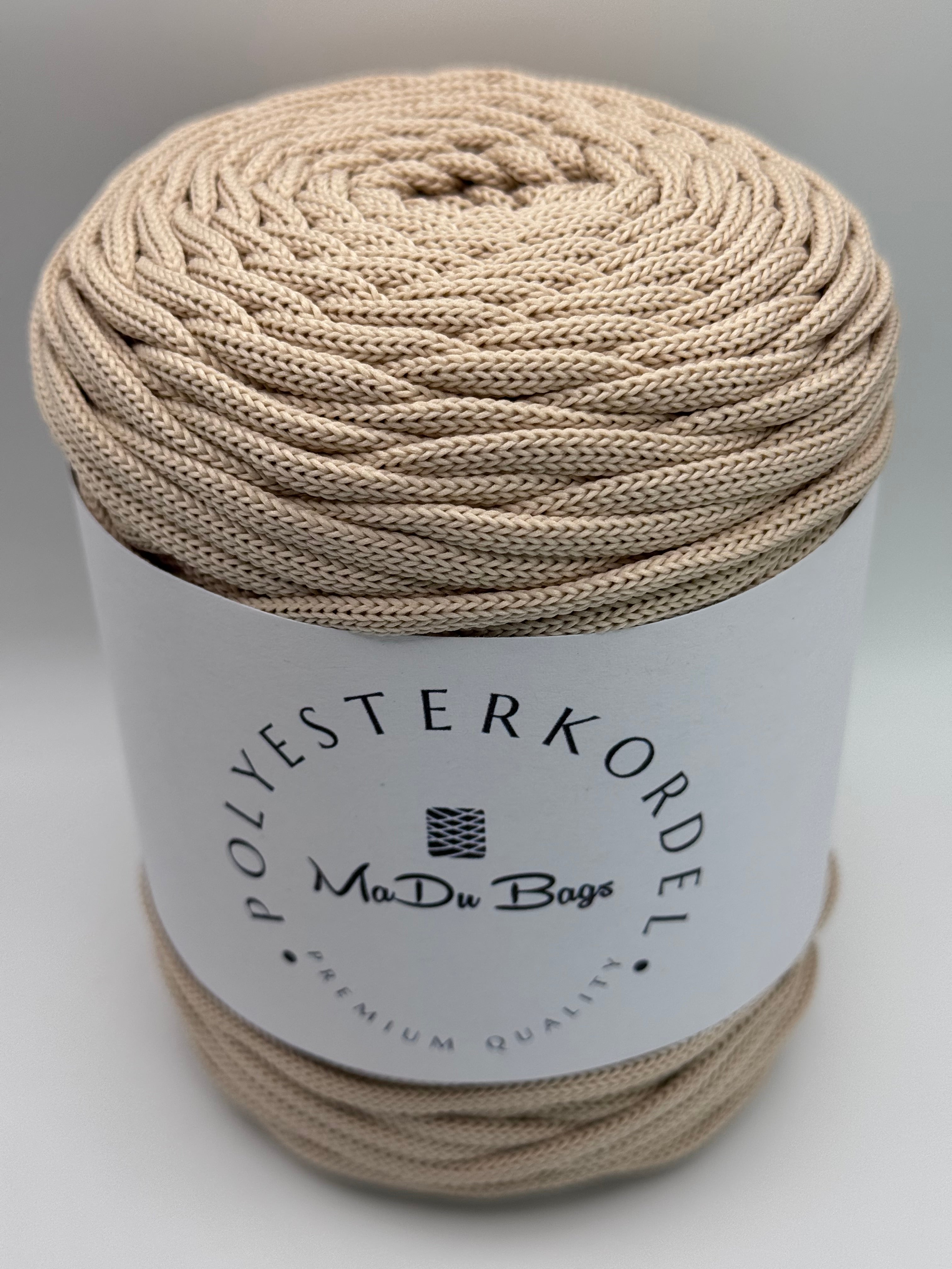 Polyesterkordel flach 5 mm · Biskuit · 100 m