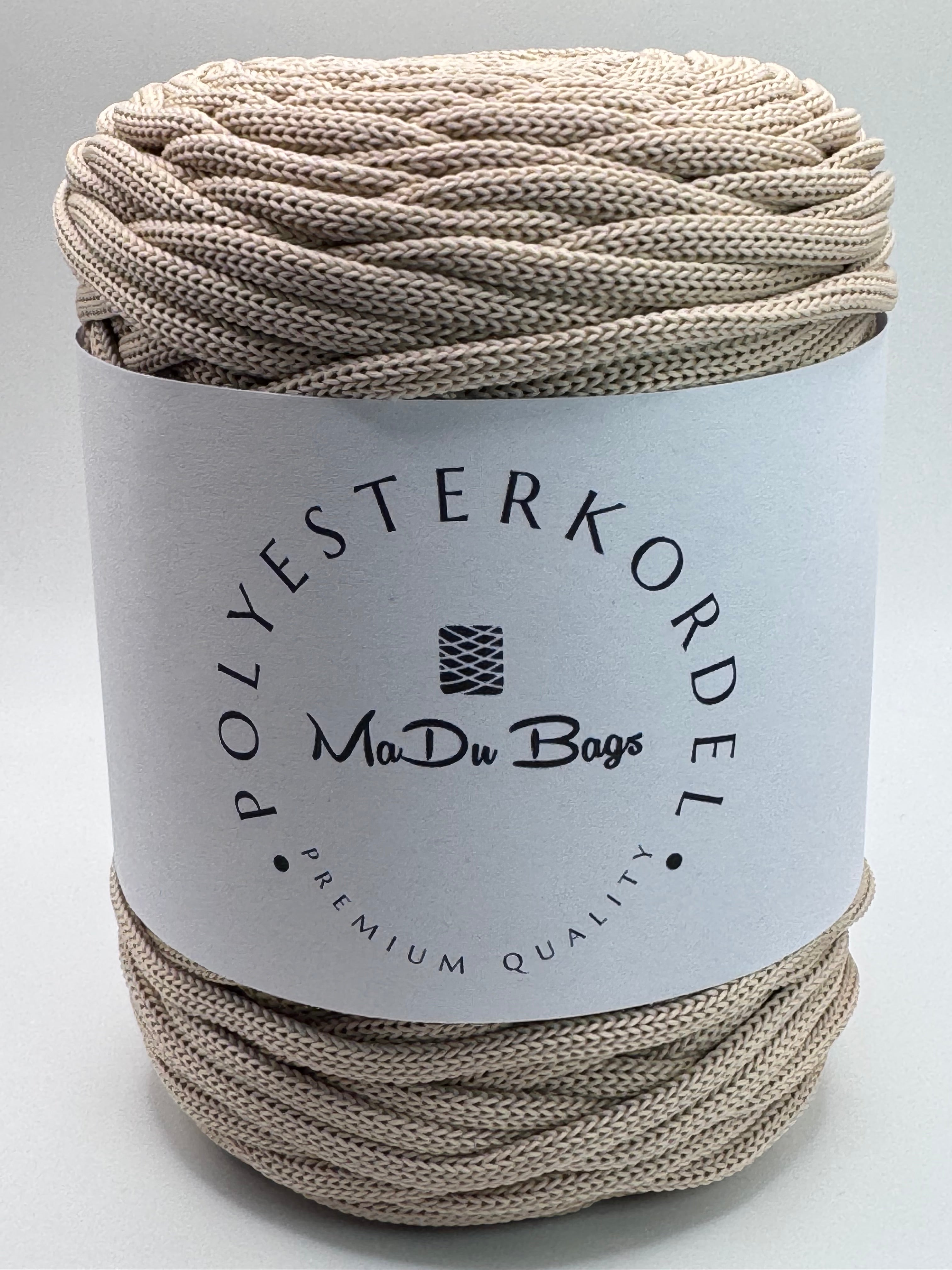 Polyesterkordel flach 5 mm · Biskuit · 100 m