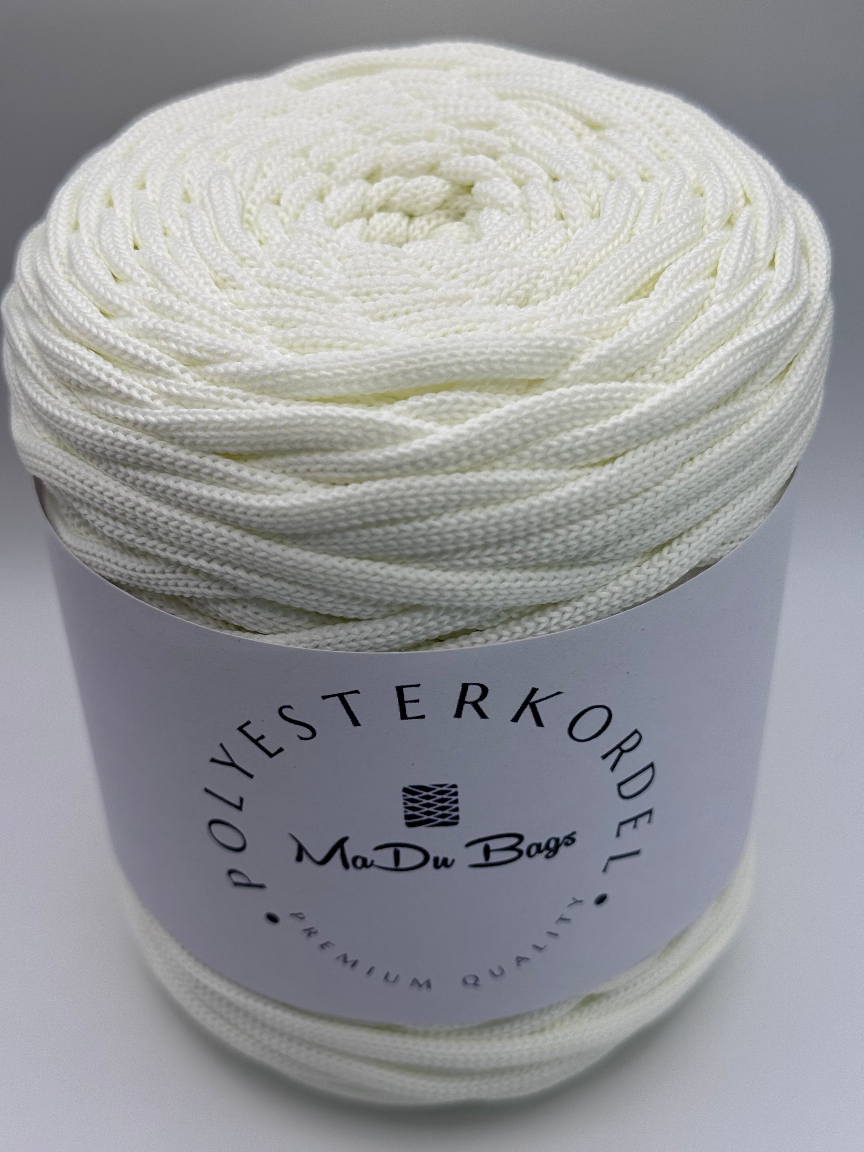 Polyesterkordel flach 5 mm · Creme · 100 m