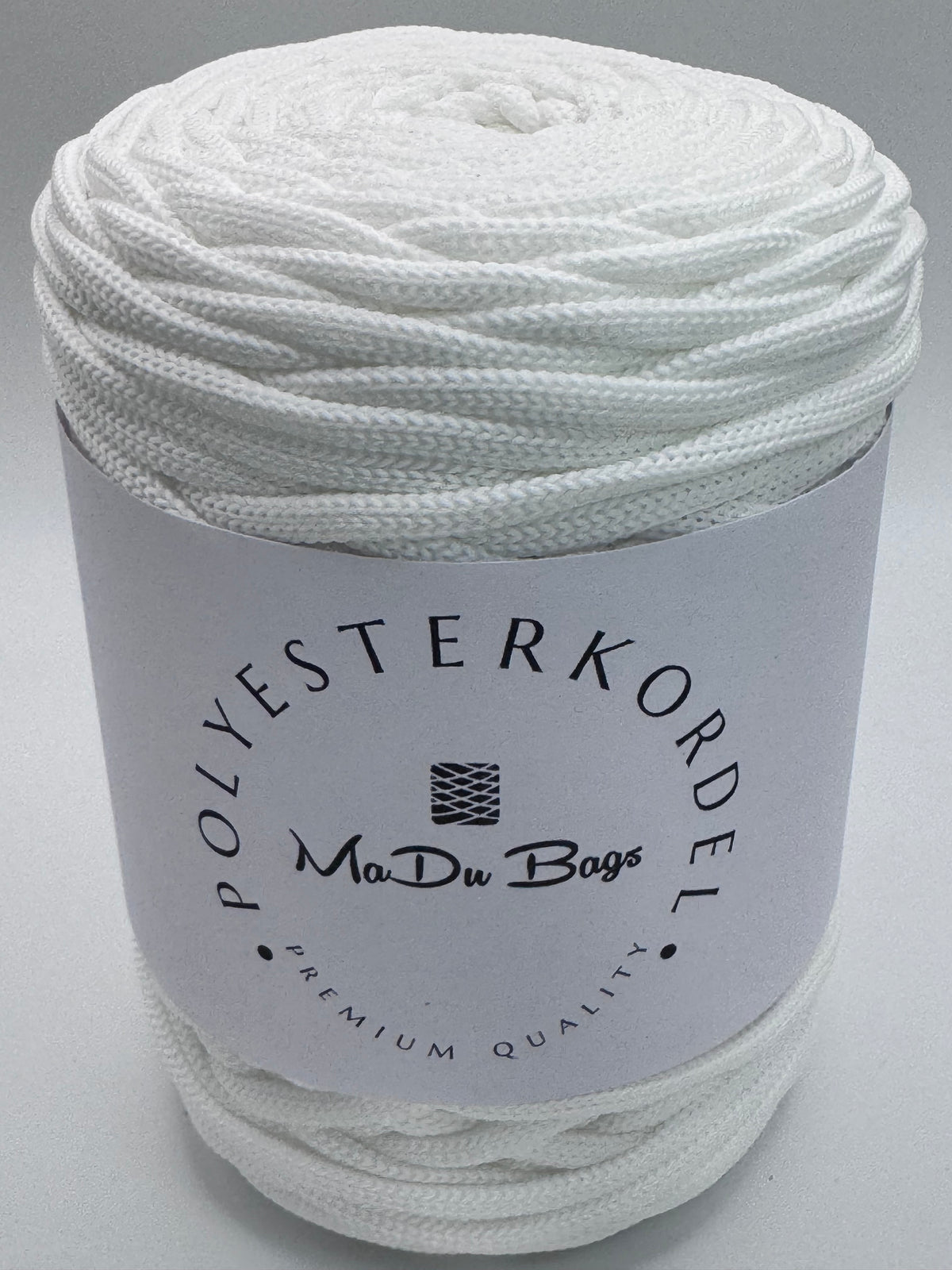 Polyester cord flat 5 mm – Snow white – 100 m