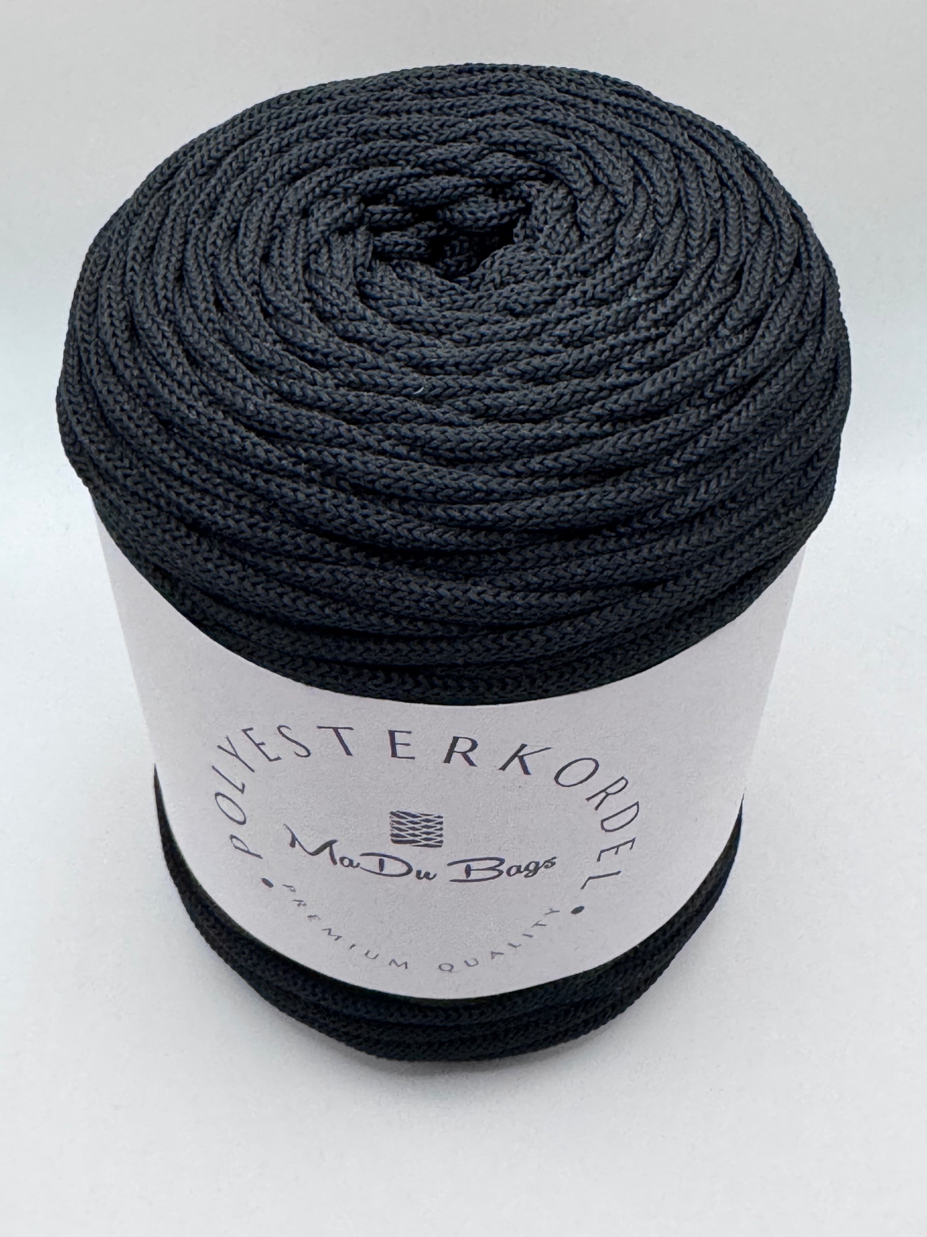 Polyesterkordel flach 5 mm · Schwarz · 100 m
