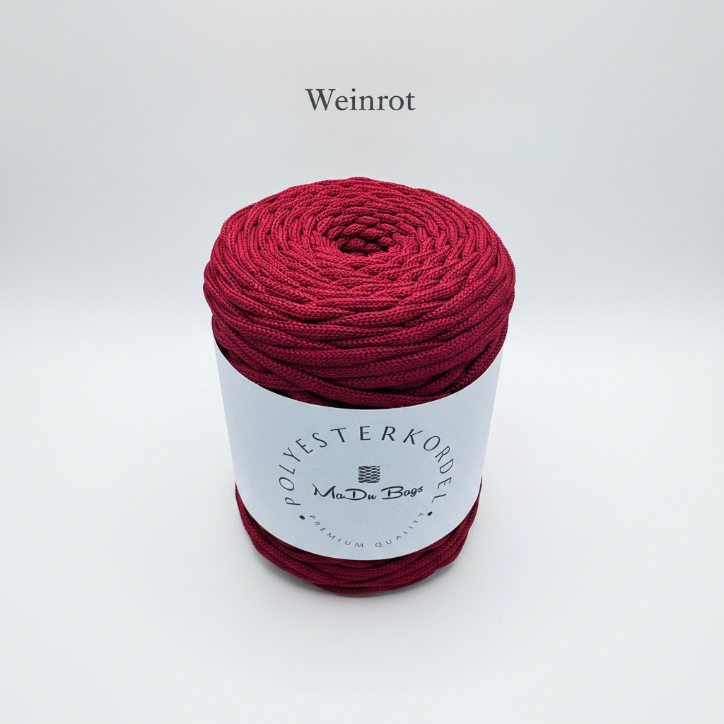Polyesterkordel flach 5 mm · Weinrot · 100 m