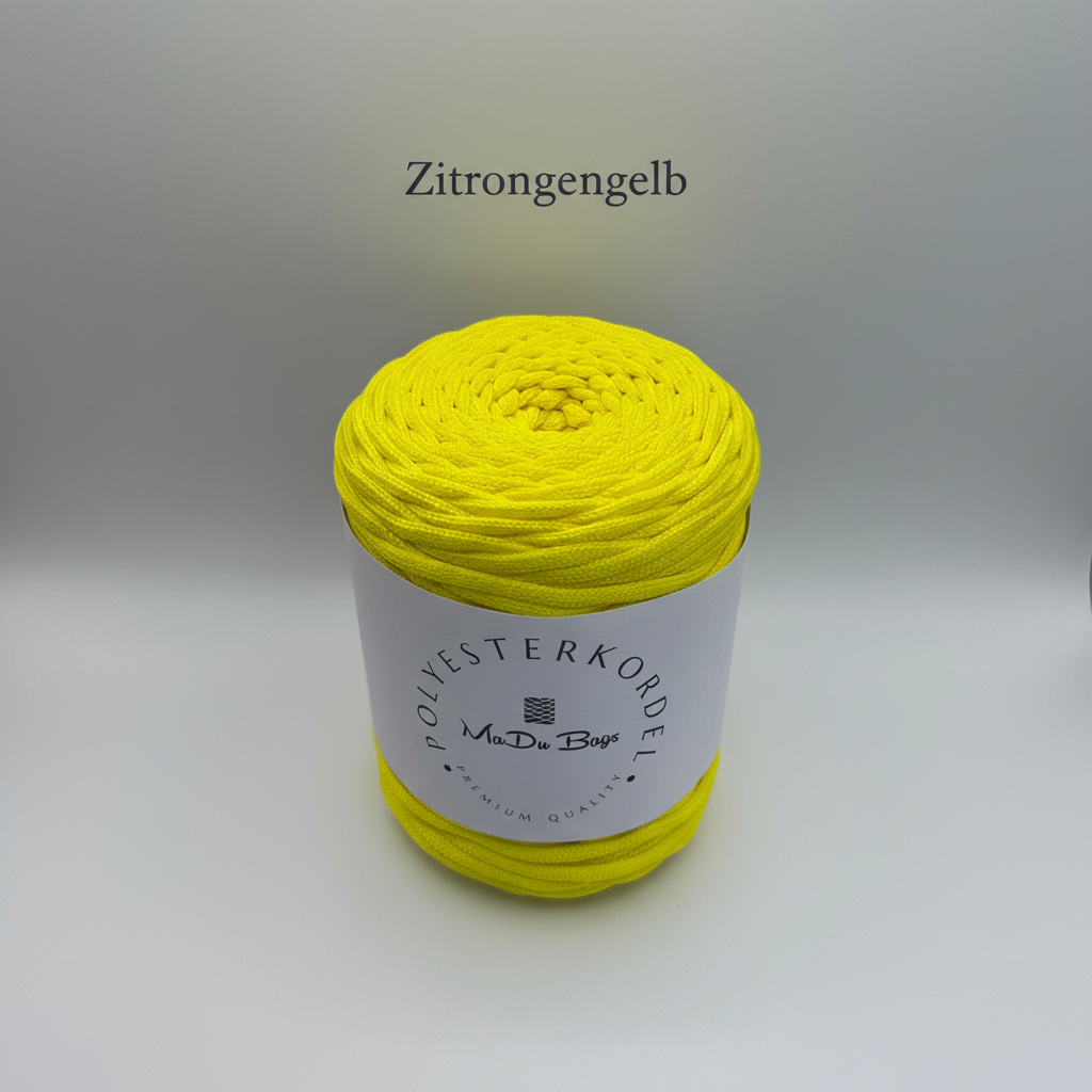 Polyesterkordel flach 5 mm · Zitronengelb · 100 m